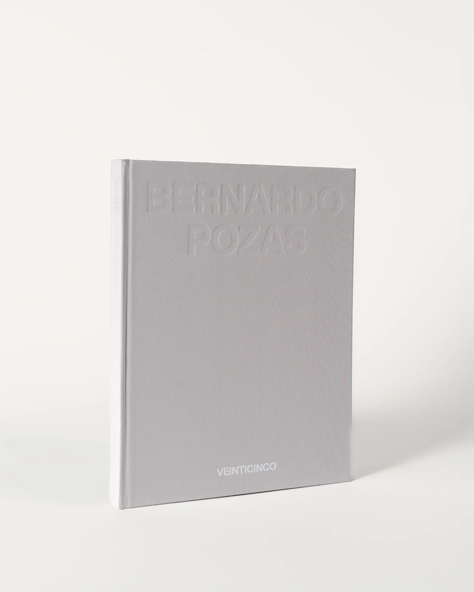 El libro de pie: la portada completa en lino gris.